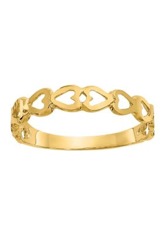 14K Yellow Gold Heart Ring
