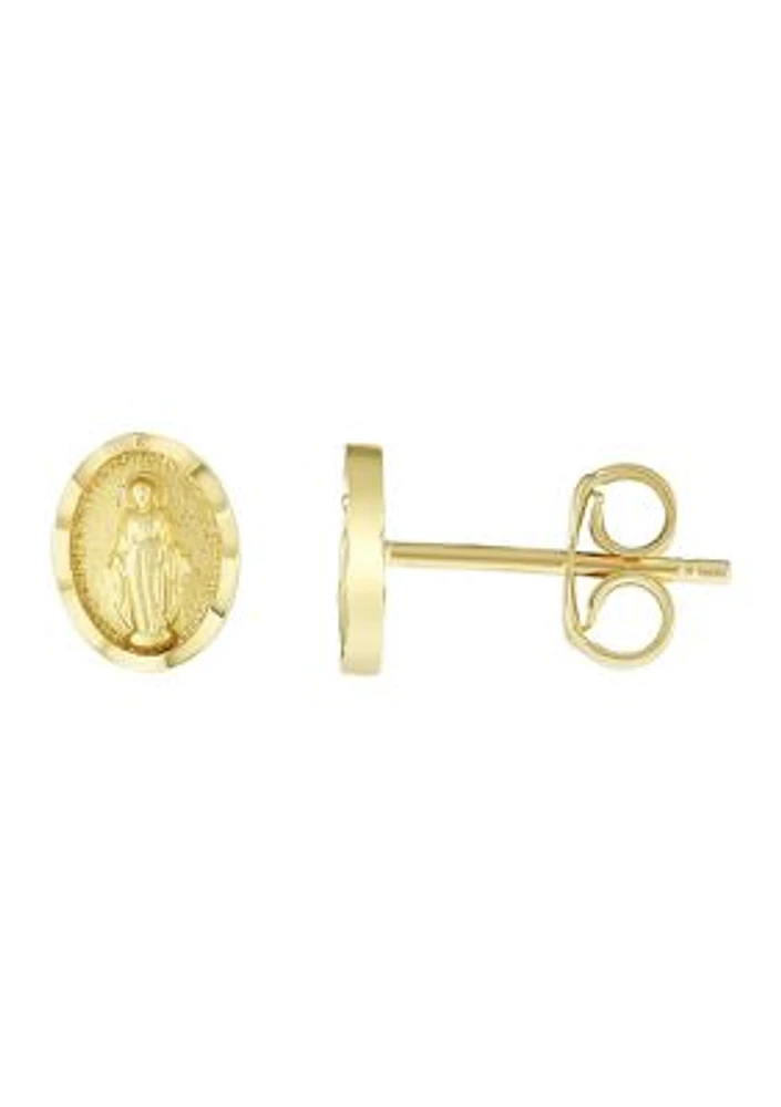 14Ky Religious Post Earring