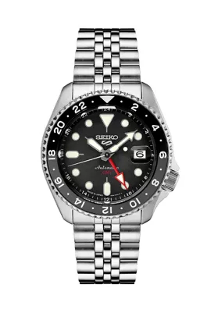 5 Sports Stainless Black Dial Watch
