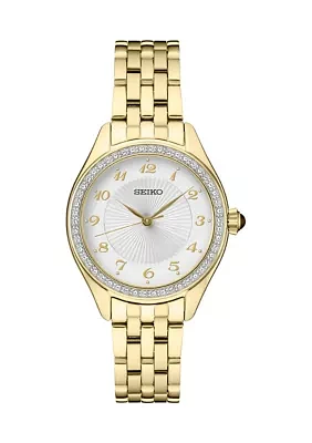 	  Women's Crystals Yellow Gold Tone Stainless Steel Quartz Watch 
