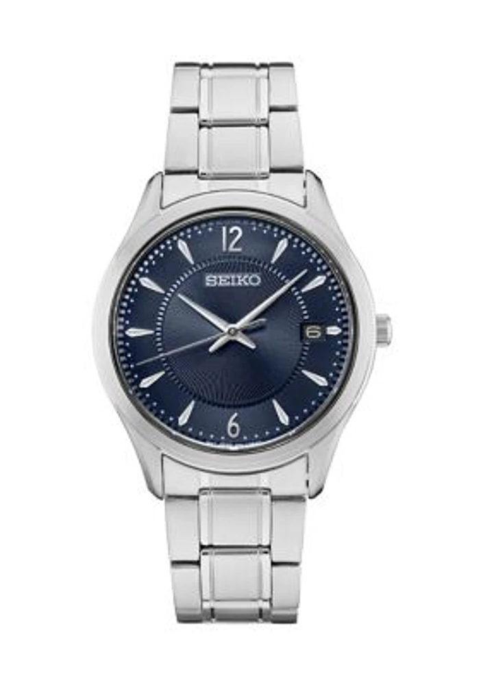 39 Millimeter Quartz Stainless Steel Blue Dial Watch