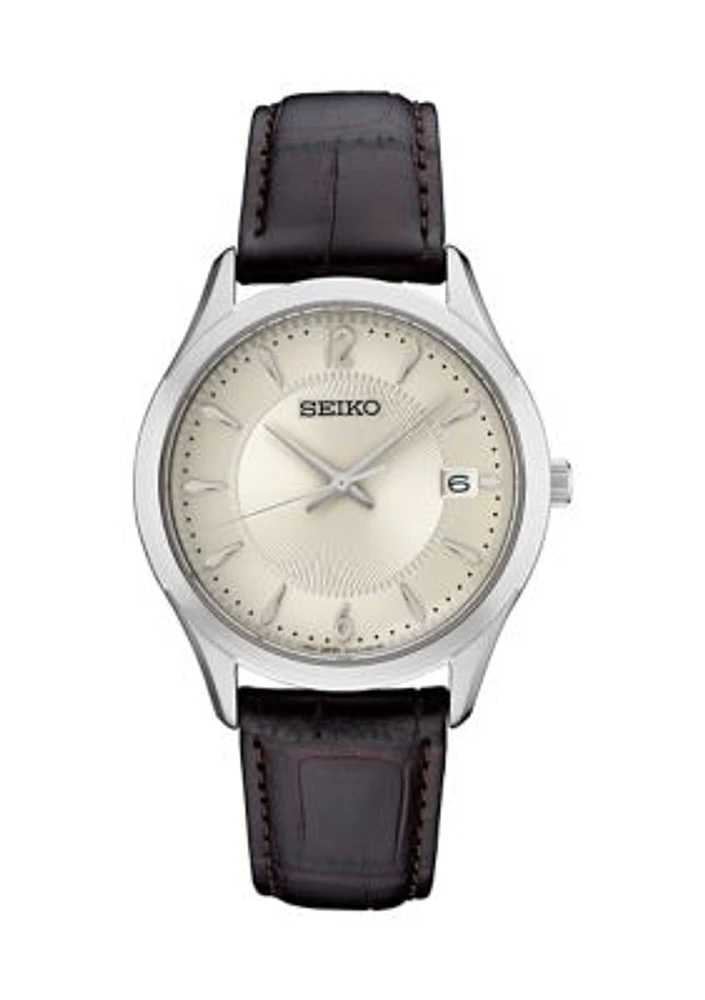 39 Millimeter Quartz Stainless Steel Patterned Dial Watch
