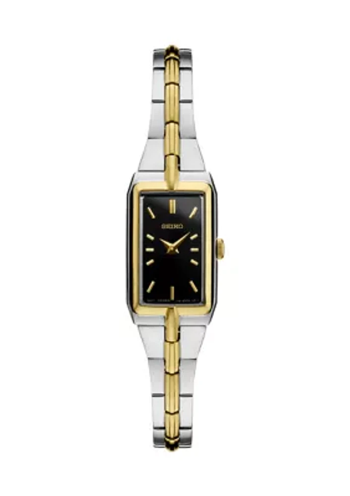 Two Tone Sterling Silver Black Dial Watch