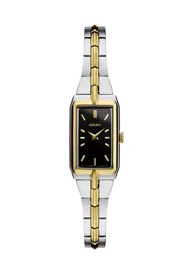 Two Tone Sterling Silver Black Dial Watch
