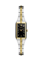 Two Tone Sterling Silver Black Dial Watch