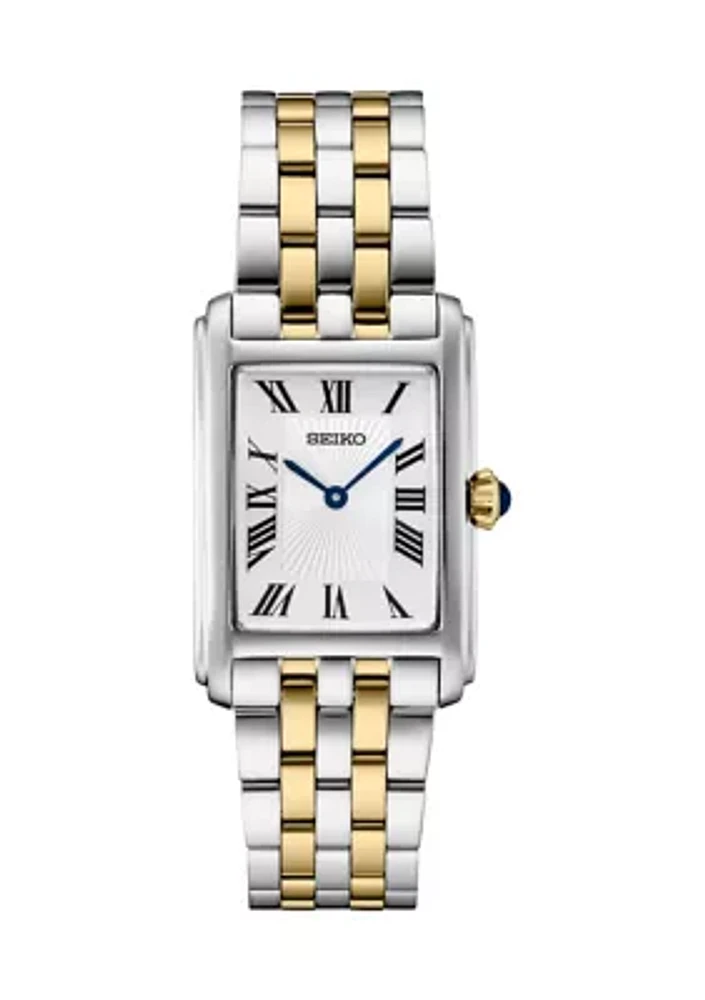 Women's Essentials Quartz Rectangular Case Stainless Steel Case and Bracelet Watch