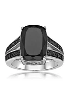 ct. t.w. Black Onyx and 1/ Spinel Ring Sterling Silver
