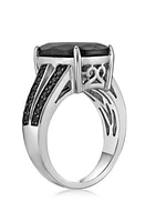 ct. t.w. Black Onyx and 1/ Spinel Ring Sterling Silver