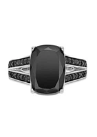 ct. t.w. Black Onyx and 1/ Spinel Ring Sterling Silver