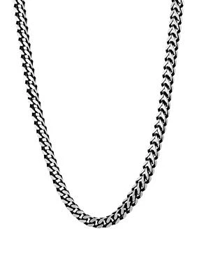 Stainless Steel 5 Millimeter Foxtail Chain Necklace with Two-Tone Black Ion Plating, 24 Inch