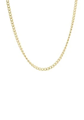 Stainless Steel 2MM Curb Chain Necklace with Goldtone Ion Plating, 22" Length