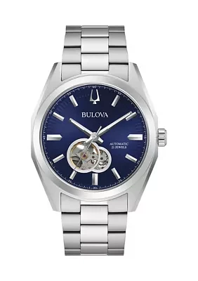 Men's Classic Surveyor Silver Tone Stainless Steel Bracelet Watch 
