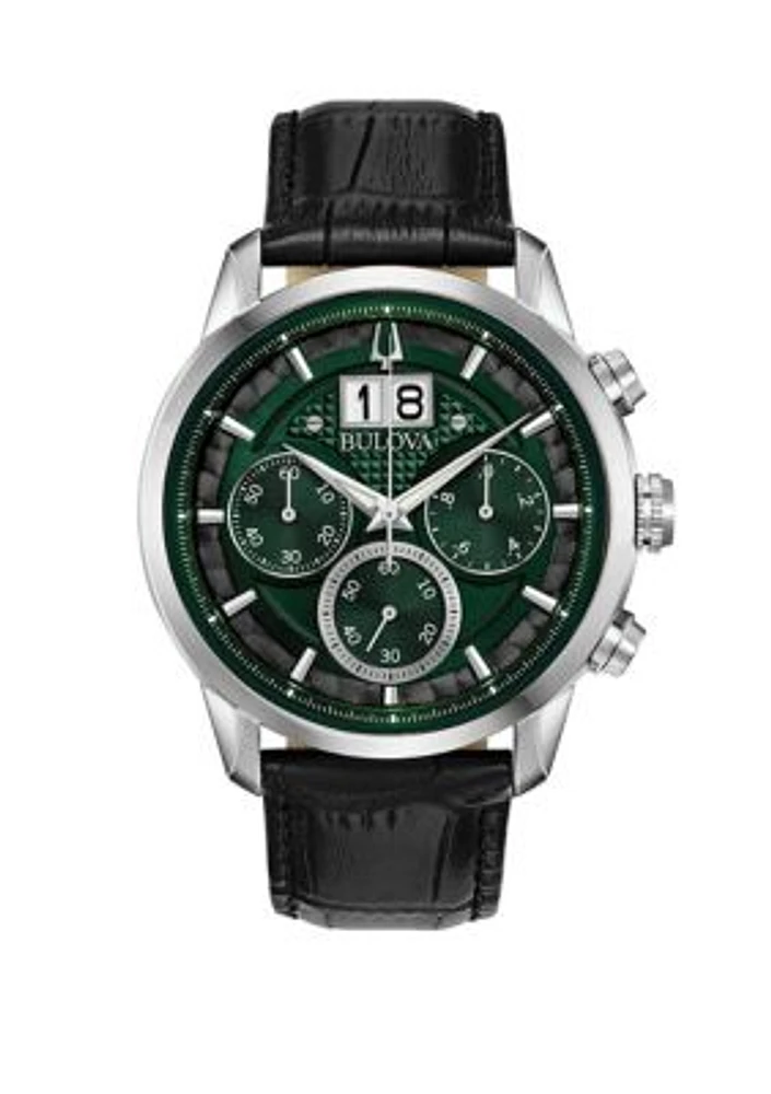 Stainless Steel Sutton Leather Strap Watch