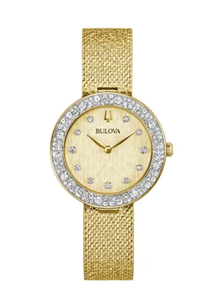 Women's Dress Classic Champagne Gold Tone Stainless Steel Bracelet Watch
