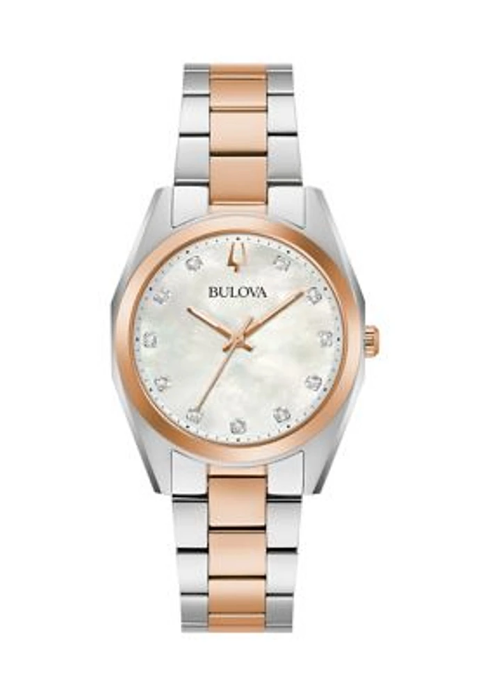 Surveyor Women's Diamond Accent Two-tone Stainless Steel Bracelet Watch