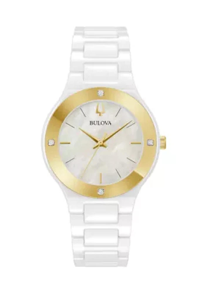 Women's Modern Millennia White Ceramic Bracelet Watch