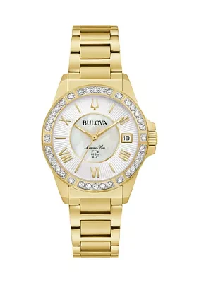 Women's Diamond Marine Star Gold Tone Stainless Steel Bracelet Watch