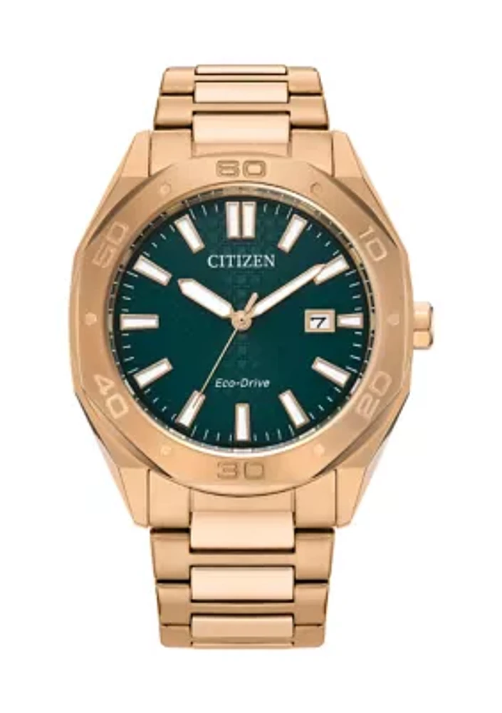 Men's Sport Casual Rose Gold Tone Stainless Steel Bracelet Watch