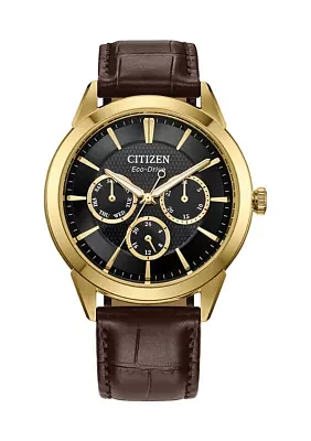 Men's Classic Eco Rolan Brown Strap Watch 
