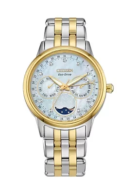37 Millimeter Calendrier Two Tone Stainless Steel Bracelet Watch 