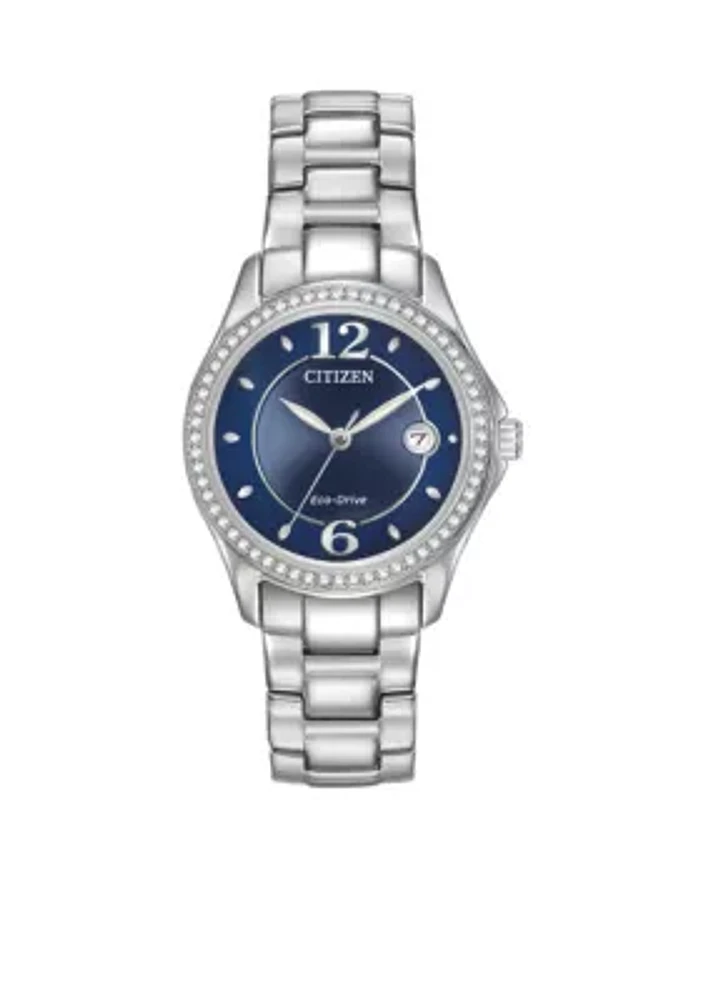 Women's Stainless Steel Eco-Drive Swarovski Crystal-Accented Bracelet Watch