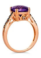 4 ct. t.w. Grape Amethyst™, Nude Diamonds™, 1/20 Chocolate Diamonds® Ring 14K Strawberry Gold®