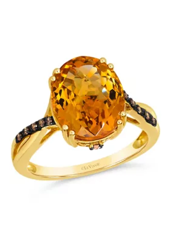 4.25 ct. t.w. Cinnamon Citrine®, Nude Diamonds™, 1/10 Chocolate Diamonds® Ring 14K Honey Gold™