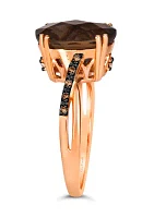 4.25 ct. t.w. Chocolate Quartz®, Nude Diamonds™, 1/20 Diamonds® Ring 14K Strawberry Gold®