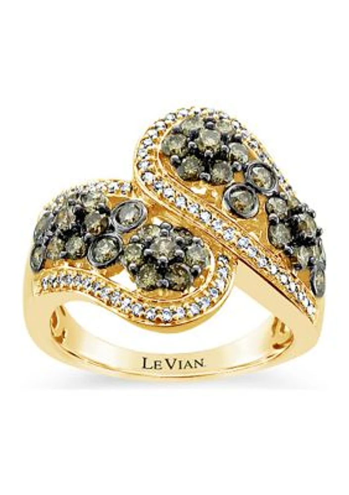 Ring with 1.41 ct. t.w. Chocolate Diamonds® and Vanilla Diamonds® in 14K Honey Gold™