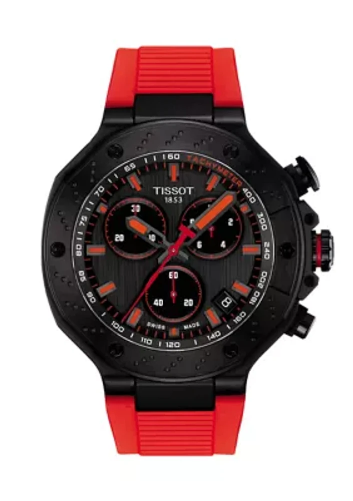 T-Race GTS Red and Black Watch with Chronograph Indices