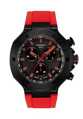 T-Race GTS Red and Black Watch with Chronograph Indices