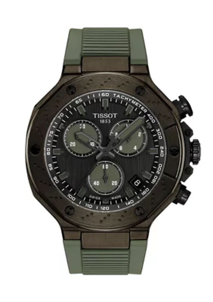 T-Race GTS Green Black Indices Subdials Chronograph Watch