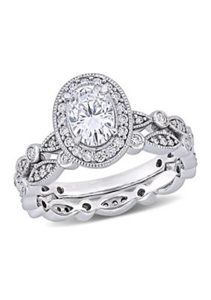 1.5 ct. t.w. Lab Created Moissanite Halo Infinity Bridal Ring Set 10K White Gold