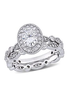 1.5 ct. t.w. Lab Created Moissanite Halo Infinity Bridal Ring Set 10K White Gold