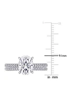 Lab Created 2 ct. t.w. Oval Moissanite and 1/4 Diamond Bridal Ring Set 14k Gold