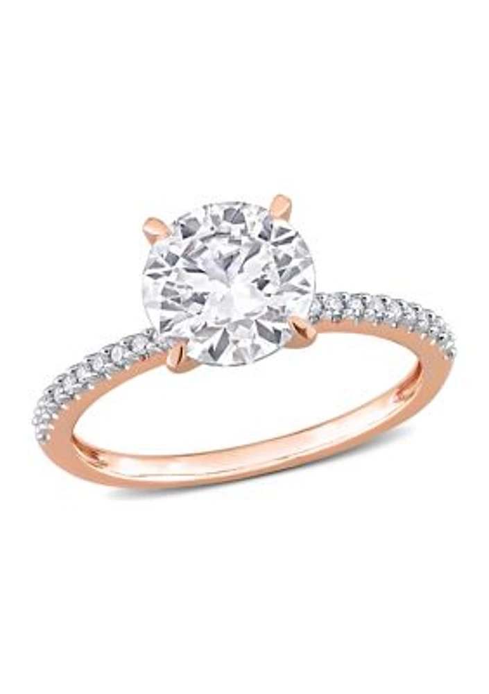 1.8 ct. t.w. Created Moissanite and 1/10 Diamond Engagement Ring 14k Rose Gold