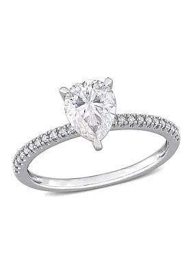 1.25 ct. t.w. Created Moissanite and 1/10 Diamond Engagement Ring 14k White Gold