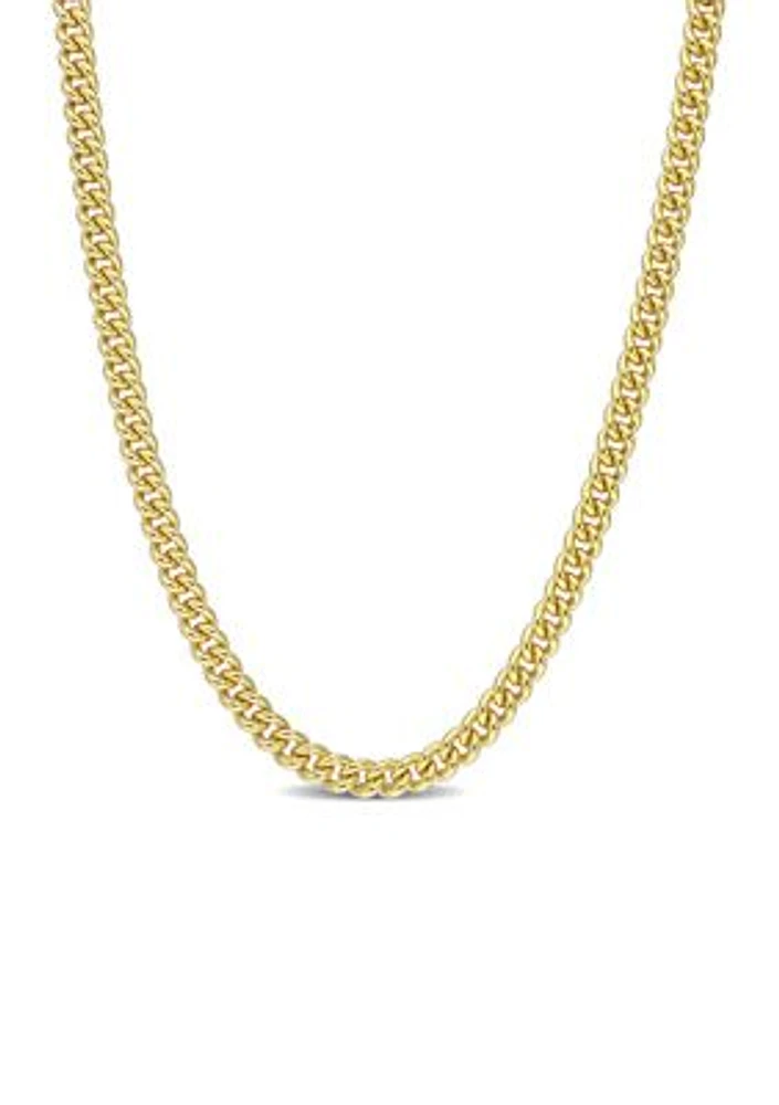 18k Yellow Gold Plated Sterling Silver 4.4mm Curb Link Chain Necklace