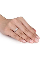 5/8 CT TW Princess and Round-Cut Diamond Cluster Engagement Ring 10k White Gold