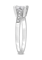 5/8 CT TW Princess and Round-Cut Diamond Cluster Engagement Ring 10k White Gold