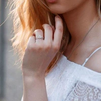 Lab Created Moissanite Crossover Engagement Ring Sterling Silver