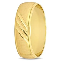 Striped Brushed Finish Men's Wedding Band 14K Yellow Gold