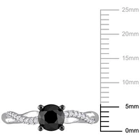 1.15 ct. t.w. Black and White Diamond Crossover Engagement Ring 14K Gold
