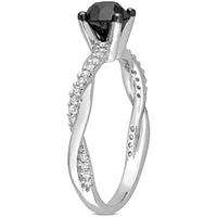 1.15 ct. t.w. Black and White Diamond Crossover Engagement Ring 14K Gold