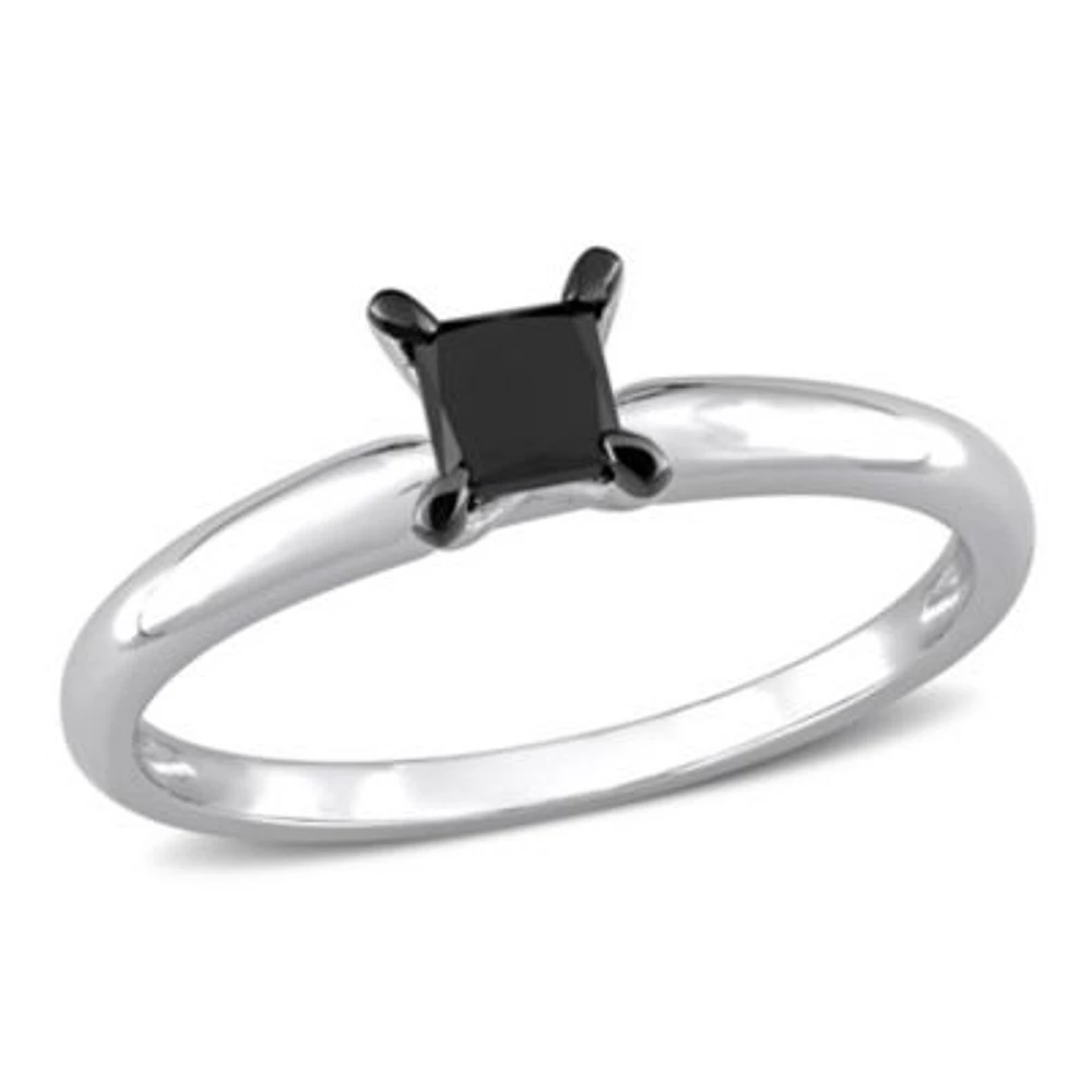 ct. t.w. Black Diamond Solitaire Engagement Ring 14K White Gold with Rhodium Plated