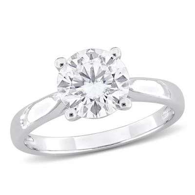 Lab Created Moissanite Solitaire Ring Sterling Silver