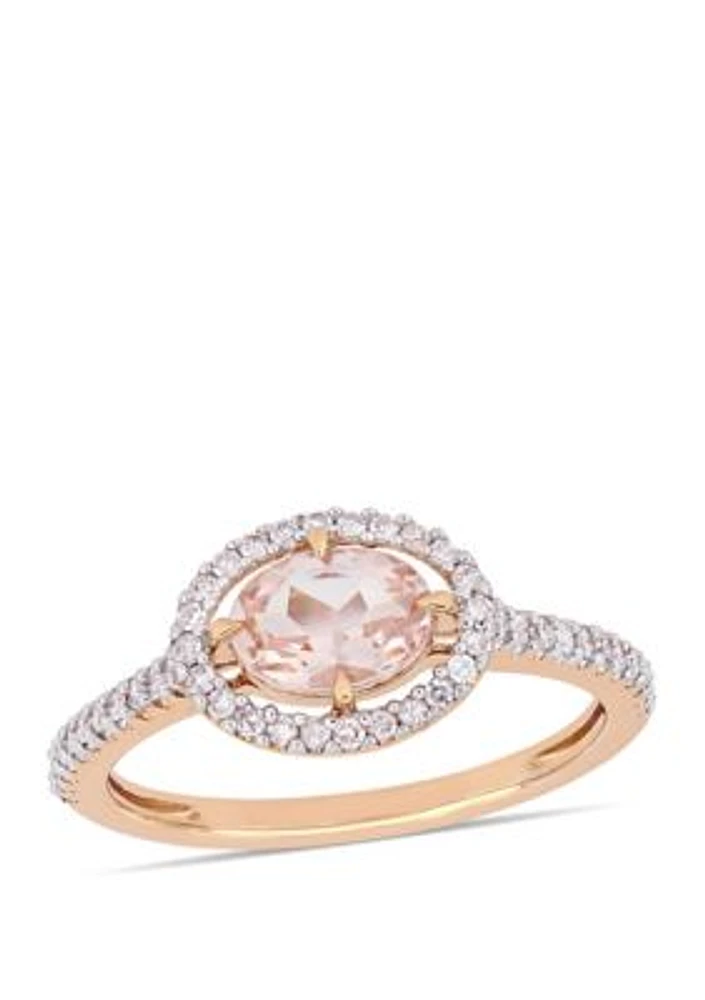 3/4 ct. t.w. Morganite and 1/4 Diamond Floating Halo Ring 14k Rose Gold