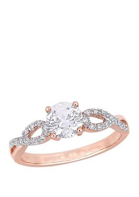 1 ct. t.w. Lab Created White Sapphire and 1/10 Diamond Infinity Engagement Ring 10K Rose gold