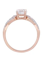 1 ct. t.w. Lab Created White Sapphire and 1/10 Diamond Infinity Engagement Ring 10K Rose gold