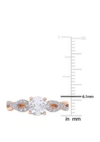 1 ct. t.w. Lab Created White Sapphire and 1/10 Diamond Infinity Engagement Ring 10K Rose gold
